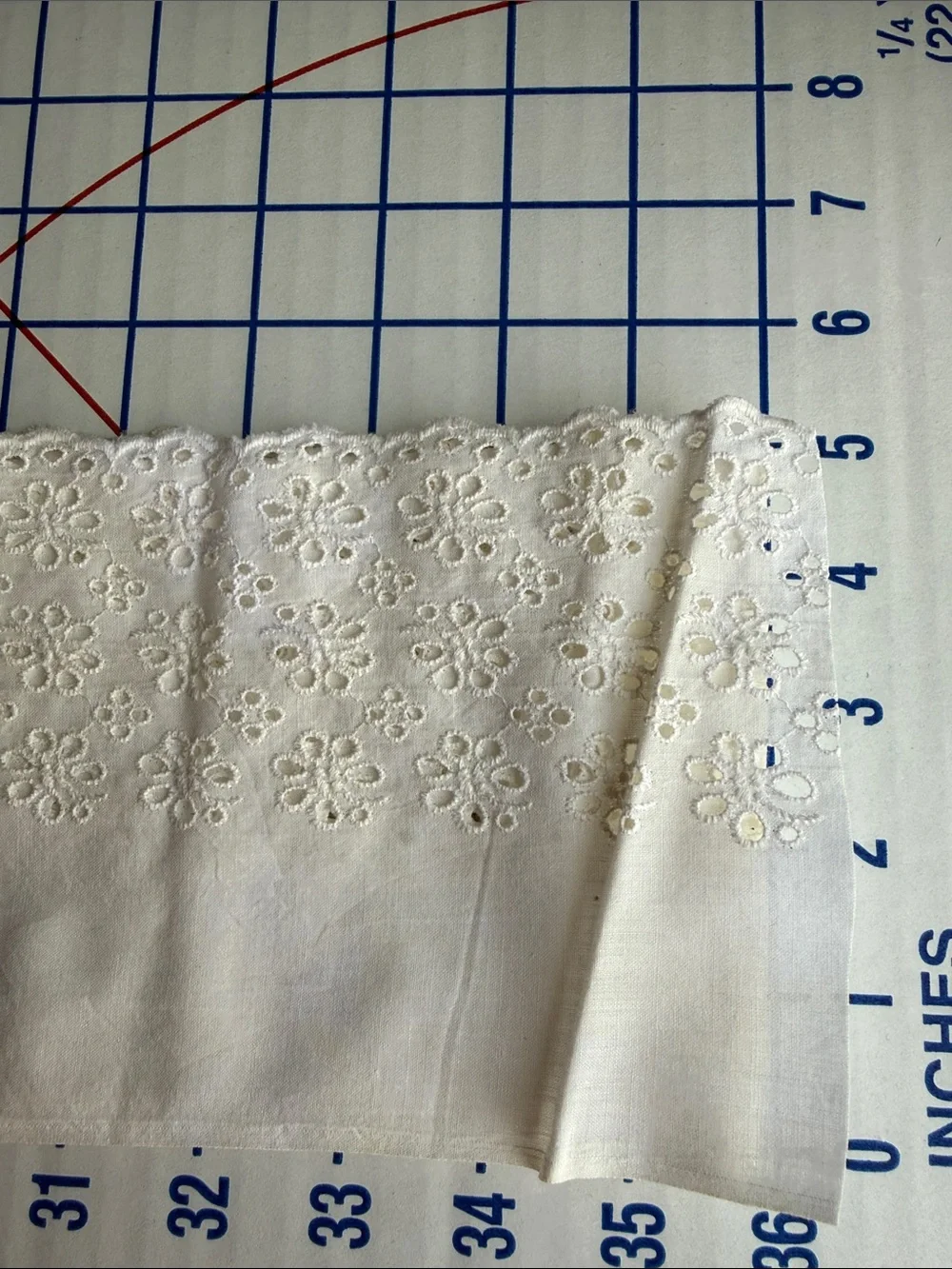 Vintage Cotton Eyelet Embroidered Edging 6 Yards x 5” Cream Floral Scalloped